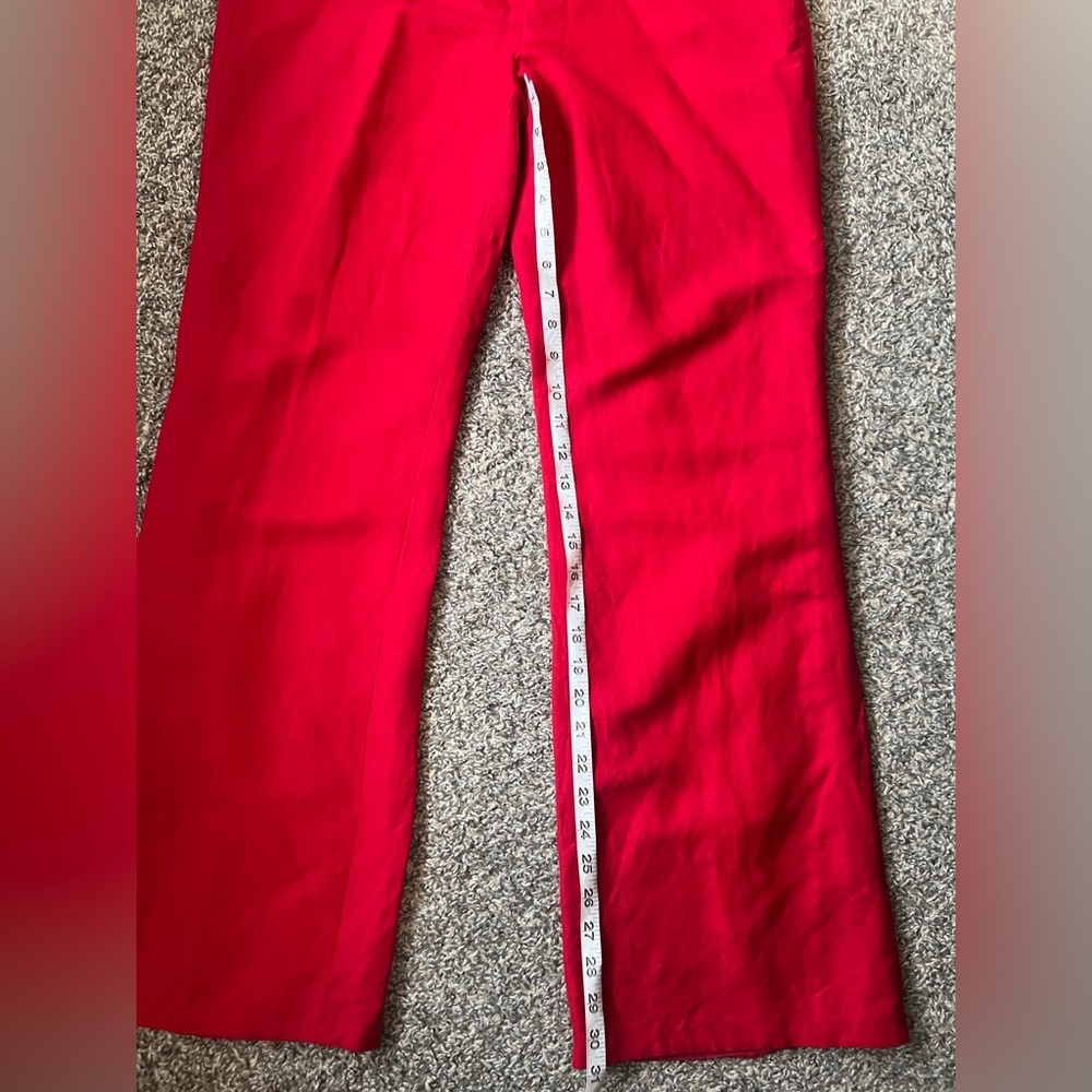 Tahari Vibrant Vintage Red Wide Leg Linen Pants - Picture 10 of 10